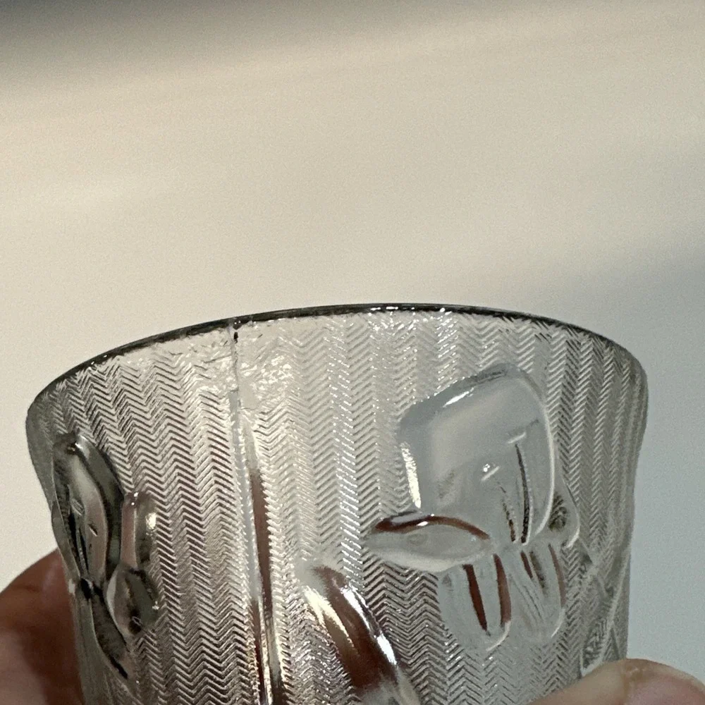 Vintage‎ Jeannette Iris & Herringbone Clear Glass Punch Cup Footed